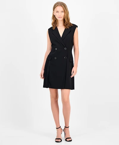 Sam Edelman Women's Sleeveless Pleated Blazer Dress
