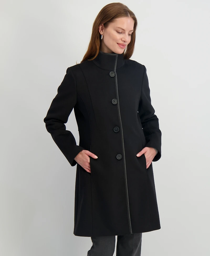 Tahari Women's Stand-Collar Button-Front Coat