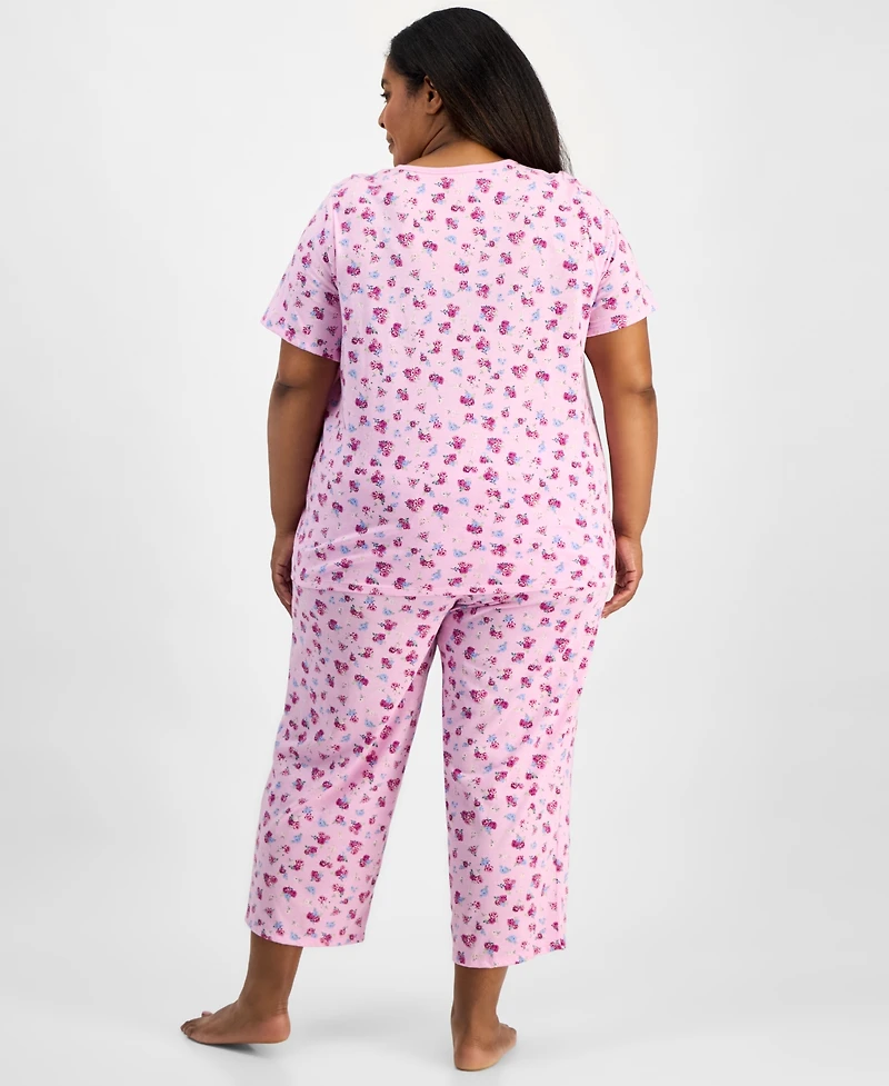 Charter Club Plus Cotton Essential Button-Down Pajama Set, Created for Macy's