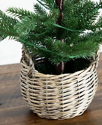 Nearly Natural 1.5" Pre-Lit Artificial Christmas Tree in Basket Led Lights