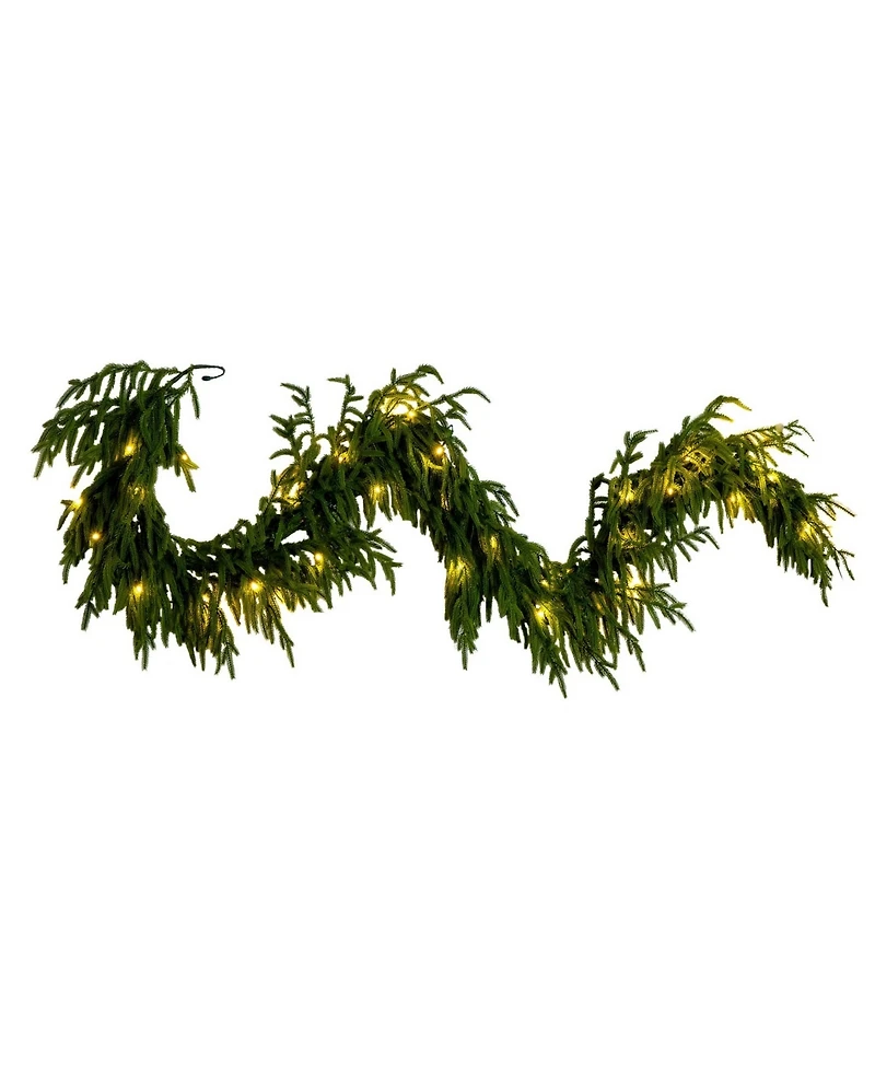 Nearly Natural 6" Pre-Lit Artificial Touch Norfolk Island Pine Garland Led Lights