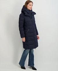 Tahari Women's Hooded Bibbed Puffer Coat