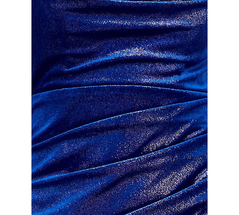 City Studios Juniors' Velvet Foil Draped Bodycon Dress