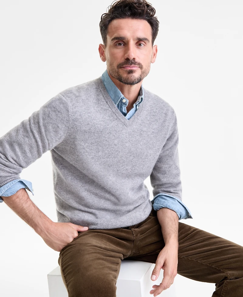 Club Room Men's 100% Cashmere V-Neck Sweater, Macy's Exclusive