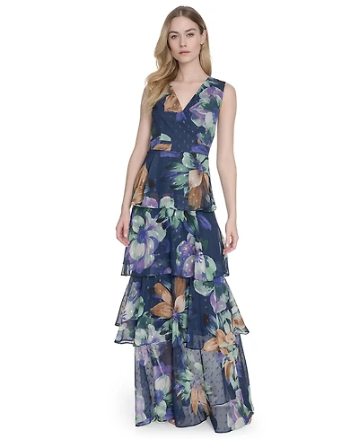 Eliza J Women's Printed V-Neck Sleeveless Gown
