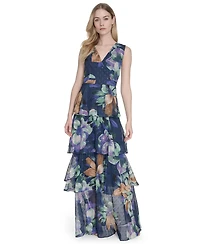 Eliza J Women's Printed V-Neck Sleeveless Gown