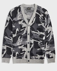 Club Room Men's 100% Cashmere Camo-Print V-Neck Cardigan