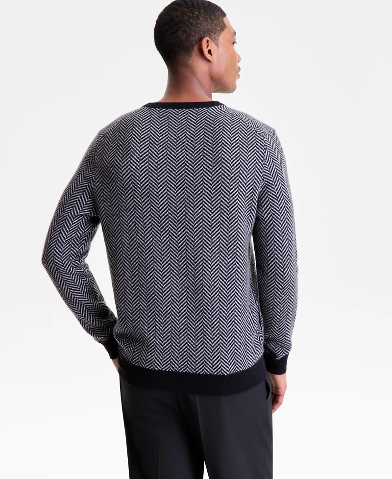 Club Room Men's Regular-Fit Herringbone 100% Cashmere Sweater, Macy's Exclusive