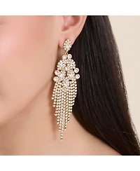 Jessica Simpson Crystal Fan Drop Earrings in Silver-Tone