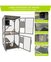 Streamdale Furniture Catio Large Wooden Cat House on Wheels