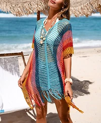 Cupshe Women's Splash of Sunshine Striped Cover-Up Mini Beach Dress