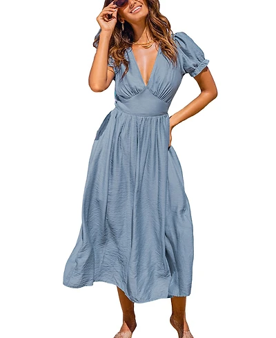 Cupshe Women's Vintage Bluebell Blue Maxi Beach Dress