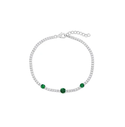 Simona Sterling Silver, Round Cz Tennis Bracelet