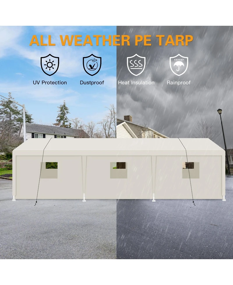 Streamdale Furniture 10x30 Heavy Duty Portable Carport - White