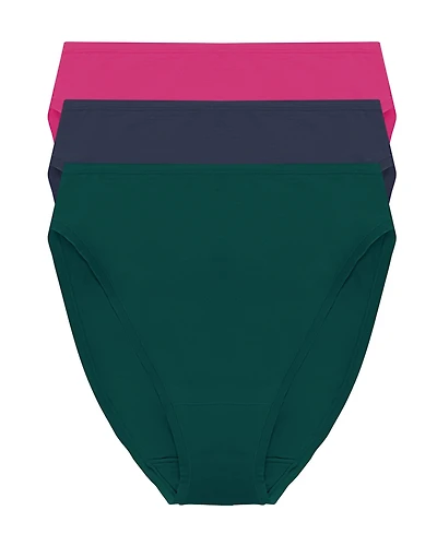 Natori Women's Bliss Bare Cotton High Cut Brief 3 Pack