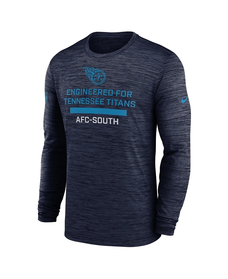Nike Men's Navy Tennessee Titans Sideline Velocity Performance Long Sleeve T-Shirt