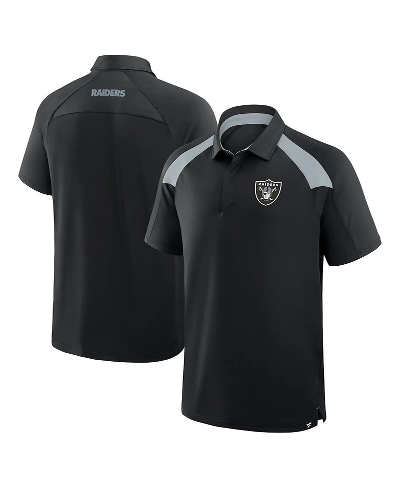 Fanatics Men's Black Las Vegas Raiders Back Around Raglan Polo Shirt