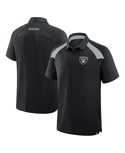 Fanatics Men's Black Las Vegas Raiders Back Around Raglan Polo Shirt
