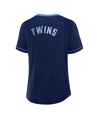 Fanatics Women's Navy Minnesota Twins Cooperstown Collection League Diva Raglan V-Neck T-Shirt