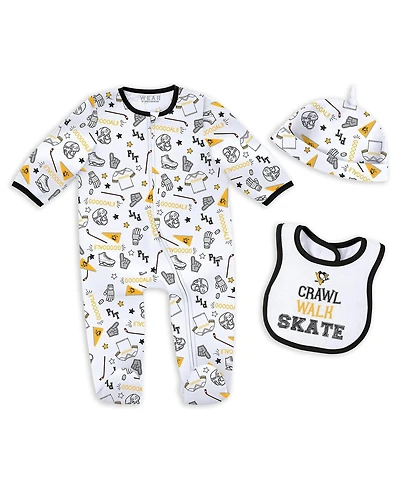 Wear by Erin Andrews Baby Boys and Girls Pittsburgh Penguins Sleep Play Sleeper with Bib Set