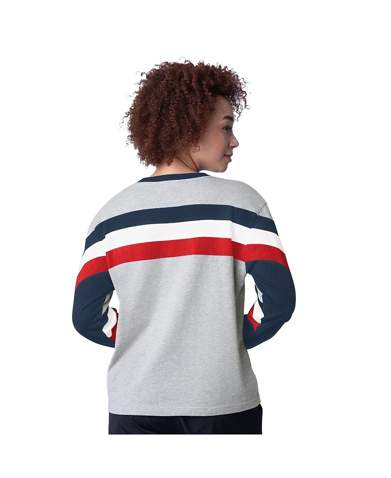 Starter Women's Heather Gray Atlanta Braves Triple A Fashion Color Block Long Sleeve Top