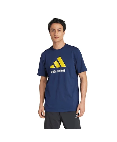 Adidas Men's White Boca Juniors Three-Stripes Wordmark T-Shirt