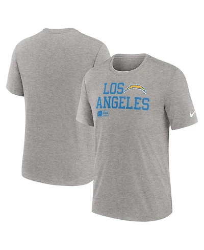 Nike Men's Heather Gray Los Angeles Chargers Overlap Lockup Tri-Blend T-Shirt