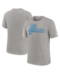 Nike Men's Heather Gray Los Angeles Chargers Overlap Lockup Tri-Blend T-Shirt