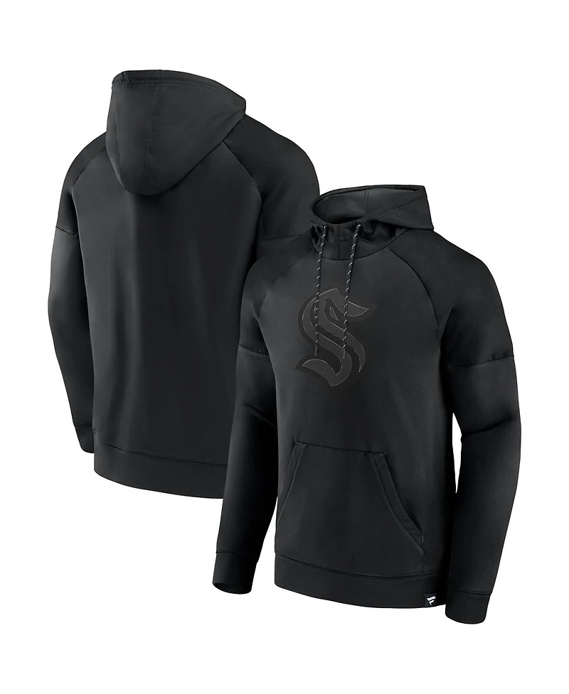 Fanatics Men's Seattle Kraken Black Ice Defender Raglan Pullover Hoodie