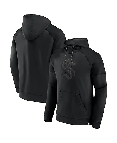 Fanatics Men's Seattle Kraken Black Ice Defender Raglan Pullover Hoodie