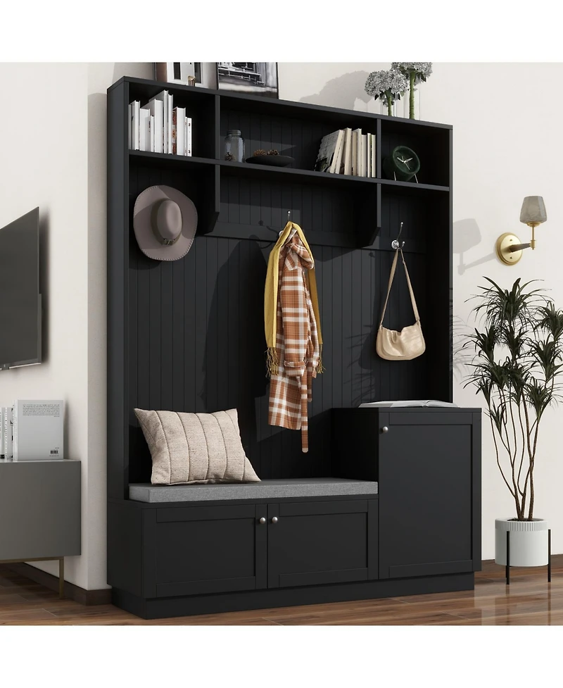 Streamdale Furniture Hall Tree with Bench Cushion Coat Rack