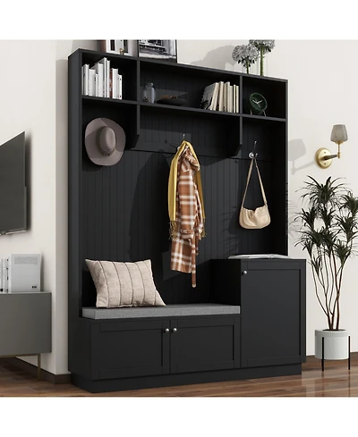 Streamdale Furniture Hall Tree with Bench Cushion Coat Rack
