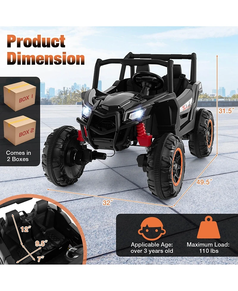 Gymax 24V Kids Ride on Utv w/ 4 x 100W Powerful Engine Remote Control High/Low Speed
