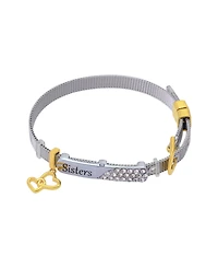 Unwritten Fine Silver Plated Crystal Sisters Mesh Chain Bracelet