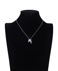 Unwritten Cubic Zirconia Sisters and Angel Wing Short Pendant Charm Necklace
