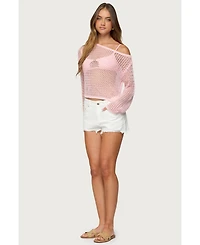 Edikted Women's Fern Mid Rise Denim Shorts