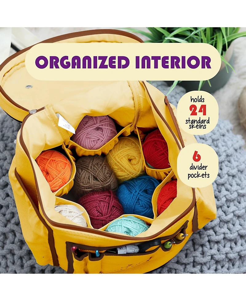 Hearth & Harbor Durable Canvas Crochet Knitting Bag Organizer with Accessories Case - Yarn for and Supplies