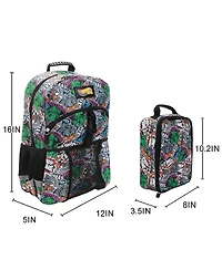 Hot Wheels Cars & Titles All-Over Print 16" Backpack & Lunch Kit Set