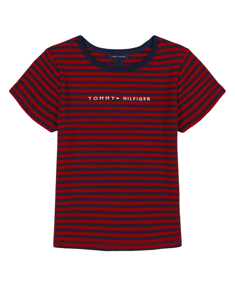 Tommy Hilfiger Big Girls Feeder Stripe Rib Short Sleeve T-Shirt