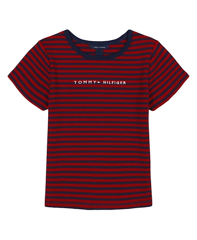 Tommy Hilfiger Big Girls Feeder Stripe Rib Short Sleeve T-Shirt