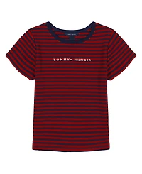 Tommy Hilfiger Big Girls Feeder Stripe Rib Short Sleeve T-Shirt