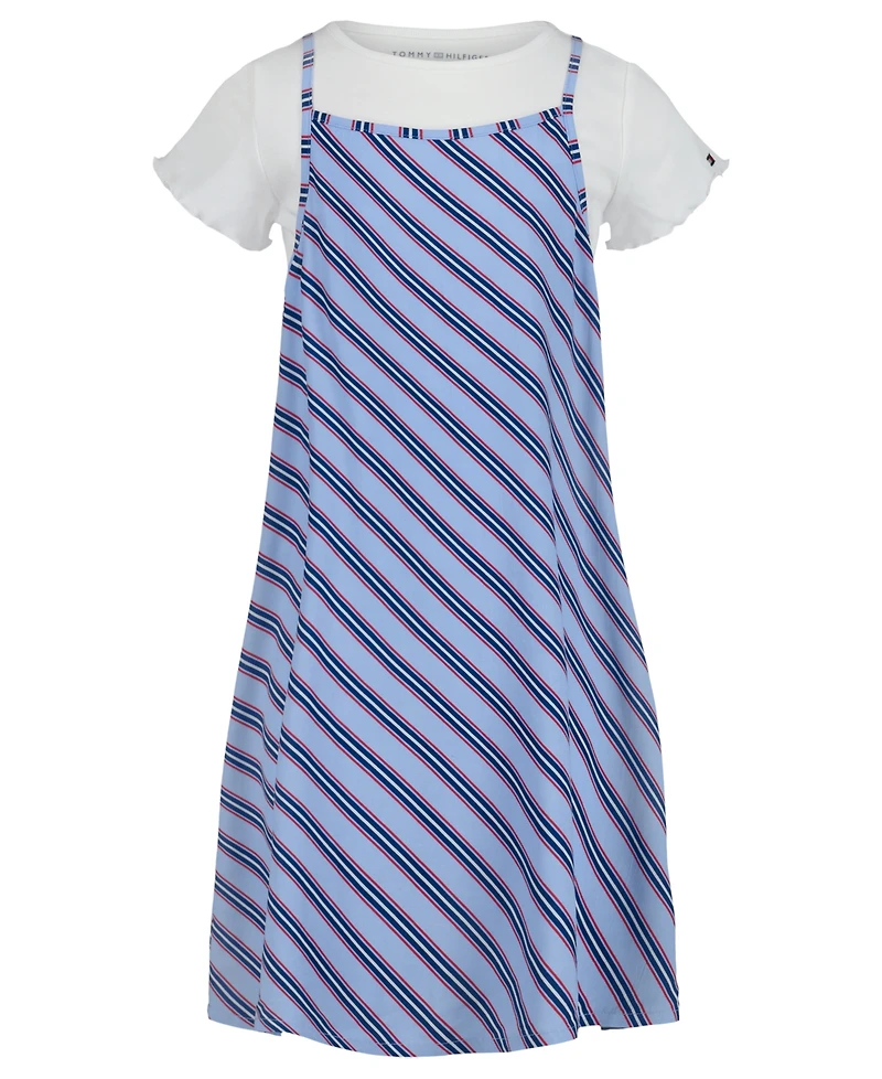 Tommy Hilfiger Big Girls 2-Piece Crewneck T-Shirt and Varsity Stripe Dress Set