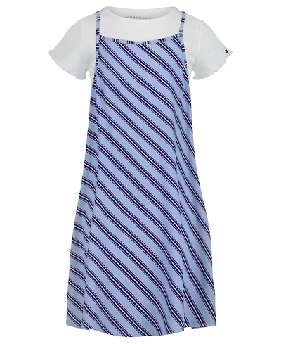 Tommy Hilfiger Big Girls 2-Piece Crewneck T-Shirt and Varsity Stripe Dress Set