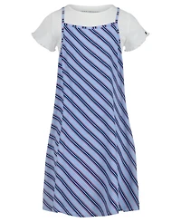 Tommy Hilfiger Big Girls 2-Piece Crewneck T-Shirt and Varsity Stripe Dress Set
