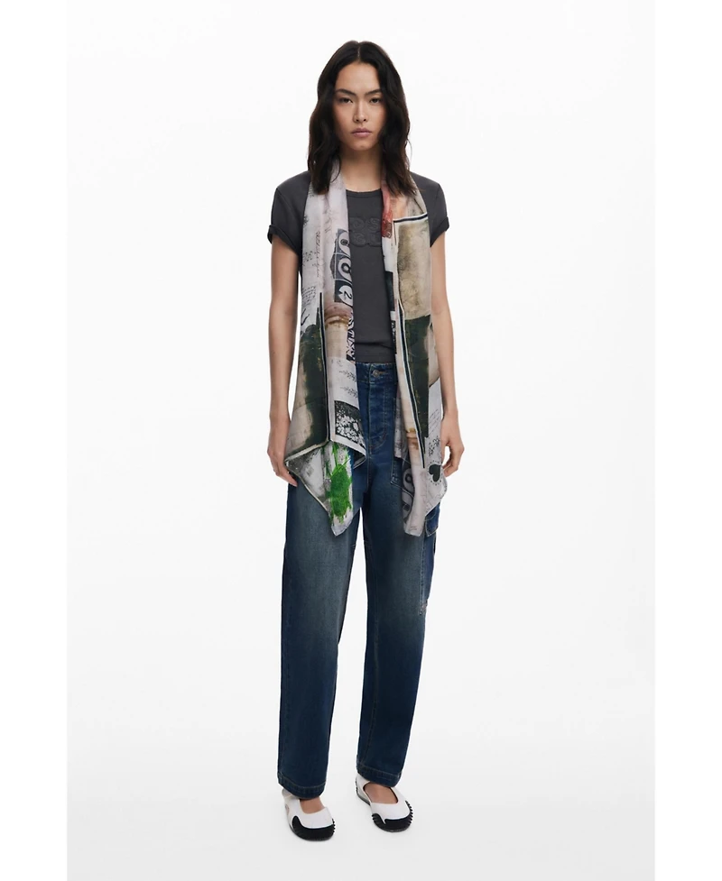 Desigual Women's Rectangular collage scarf