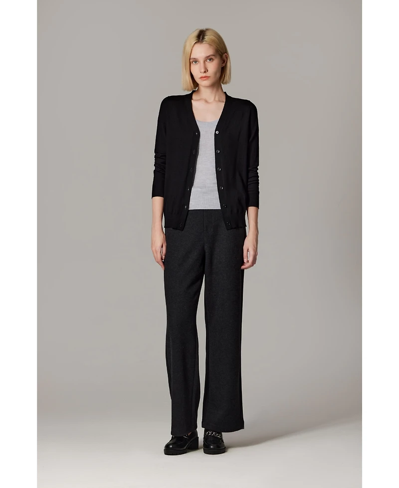Jennie Liu Women's 100% Merino Wool Light Weight Cardigan | Ultra Soft Fine-gauge Sweaters Machine Washable