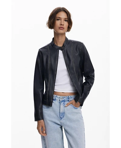 Desigual Women's Jacket with worn leather effect