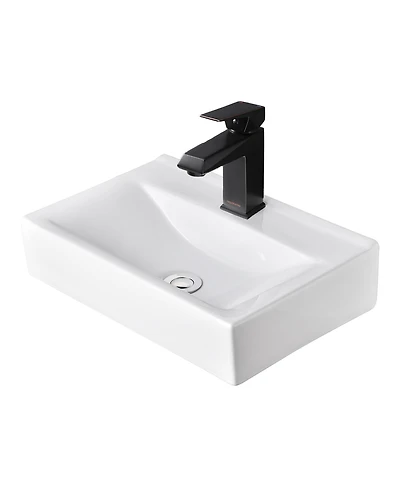 Aquaterior Wall Mount Ceramic Sink w/ Modern Bathroom Single Handle Faucet Orb