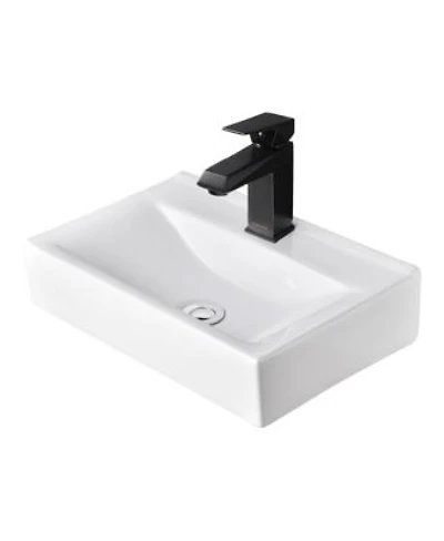 Aquaterior Wall Mount Ceramic Sink w/ Modern Bathroom Single Handle Faucet Orb