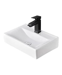 Aquaterior Wall Mount Ceramic Sink w/ Modern Bathroom Single Handle Faucet Orb